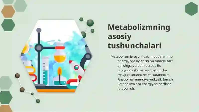 Metabalizm jarayonida energiya hosil bo'lishi va sarflanishi 4