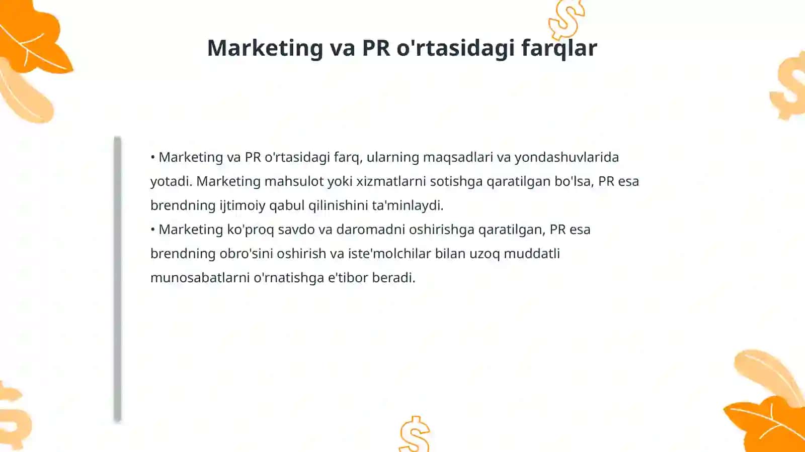 PR faoliyatining marketingdagi ro’li 4