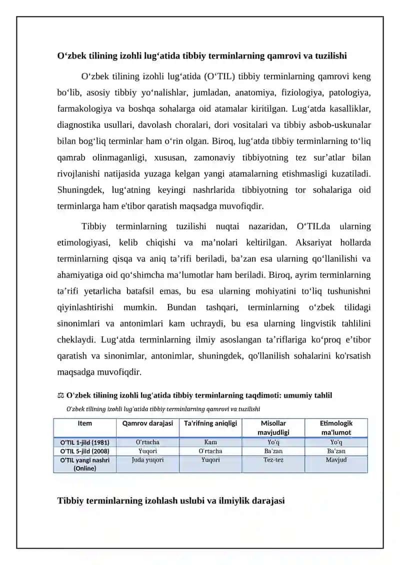 Oʻzbek tilining izohli lugʻatida tibbiy soha terminlarning berilishi 4