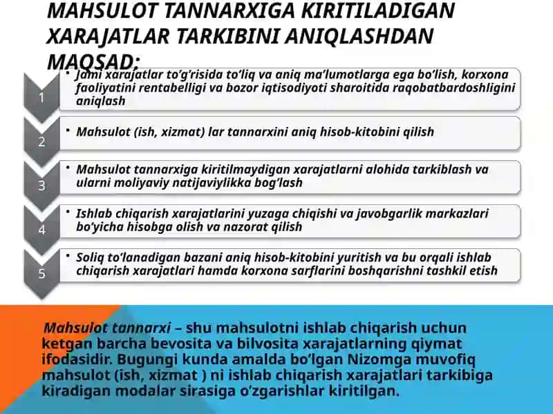 Ishlabchiqarish va xarajatlarini tahlili 4