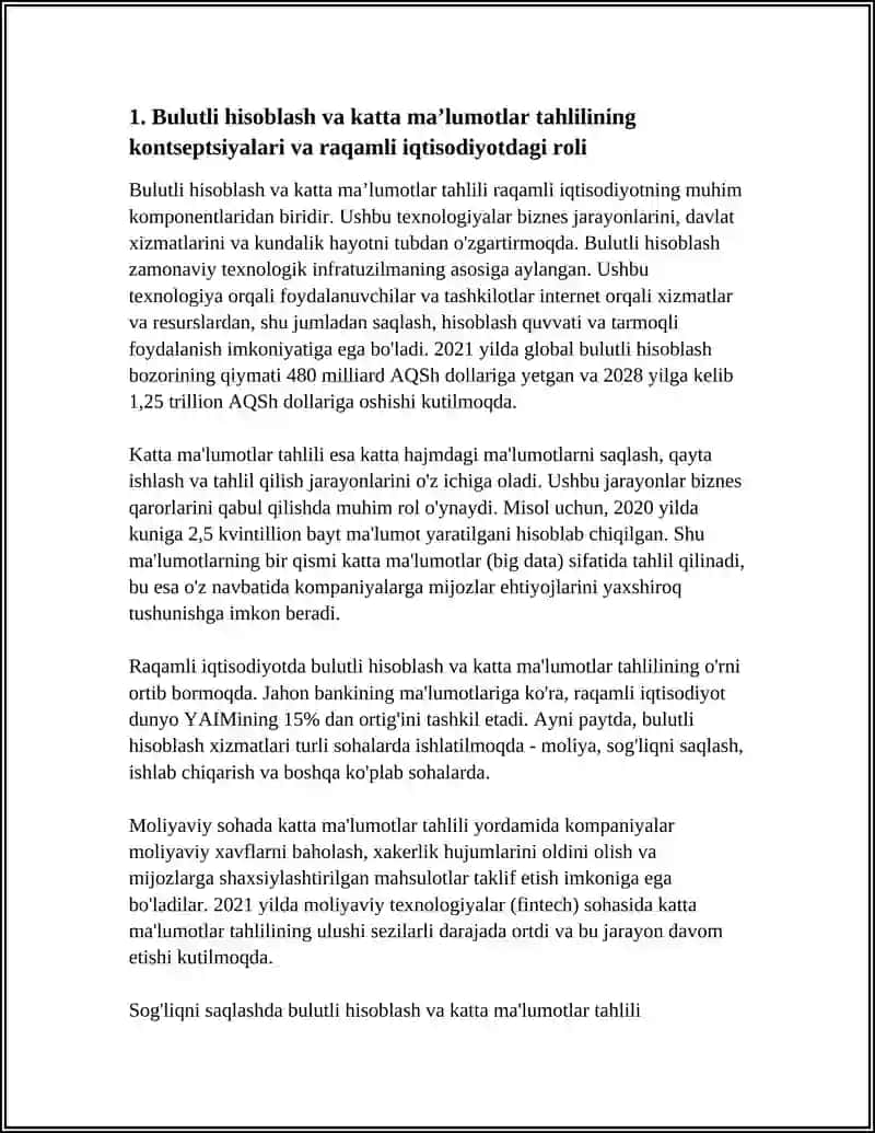RAQAMLI IQTISODIYOTDA BULUTLI HISOBLASH VA KATTA MAʼLUMOTLAR TAHLILI 4
