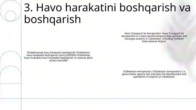 Havo Transporti Va Aeroportlari. OʻZbekiston Aeroportlari 4