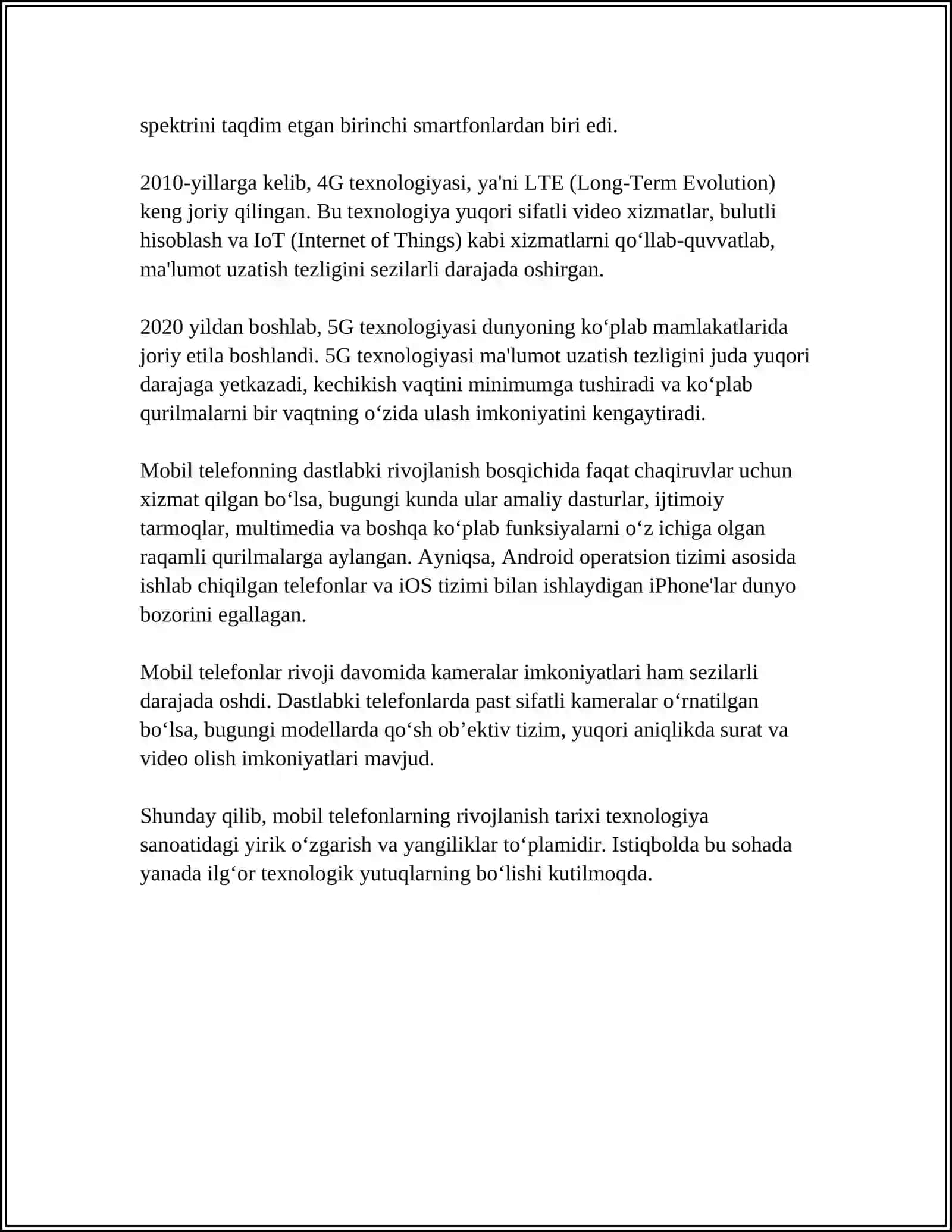 MOBIL TELEFON REFERAT TAYORLASH 4