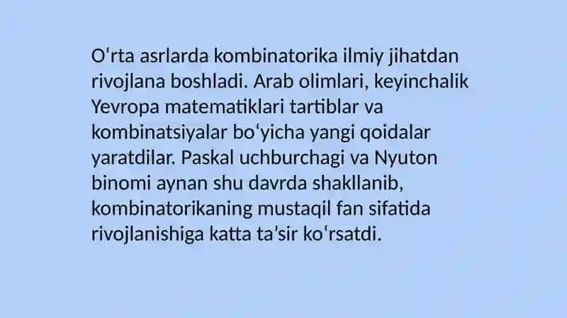 Kambinotorika rivojlanish tarixi 4