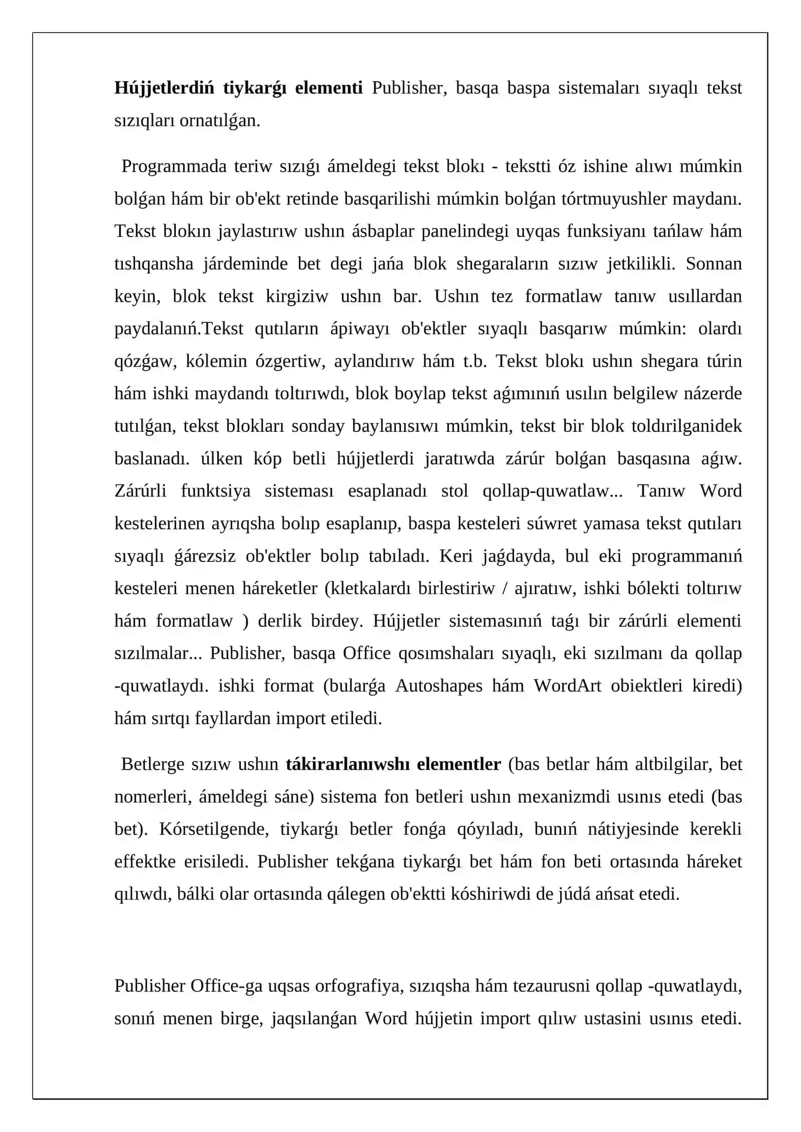 MicrosoftPublisher programması járdeminde bukletlar tayarlaw 4
