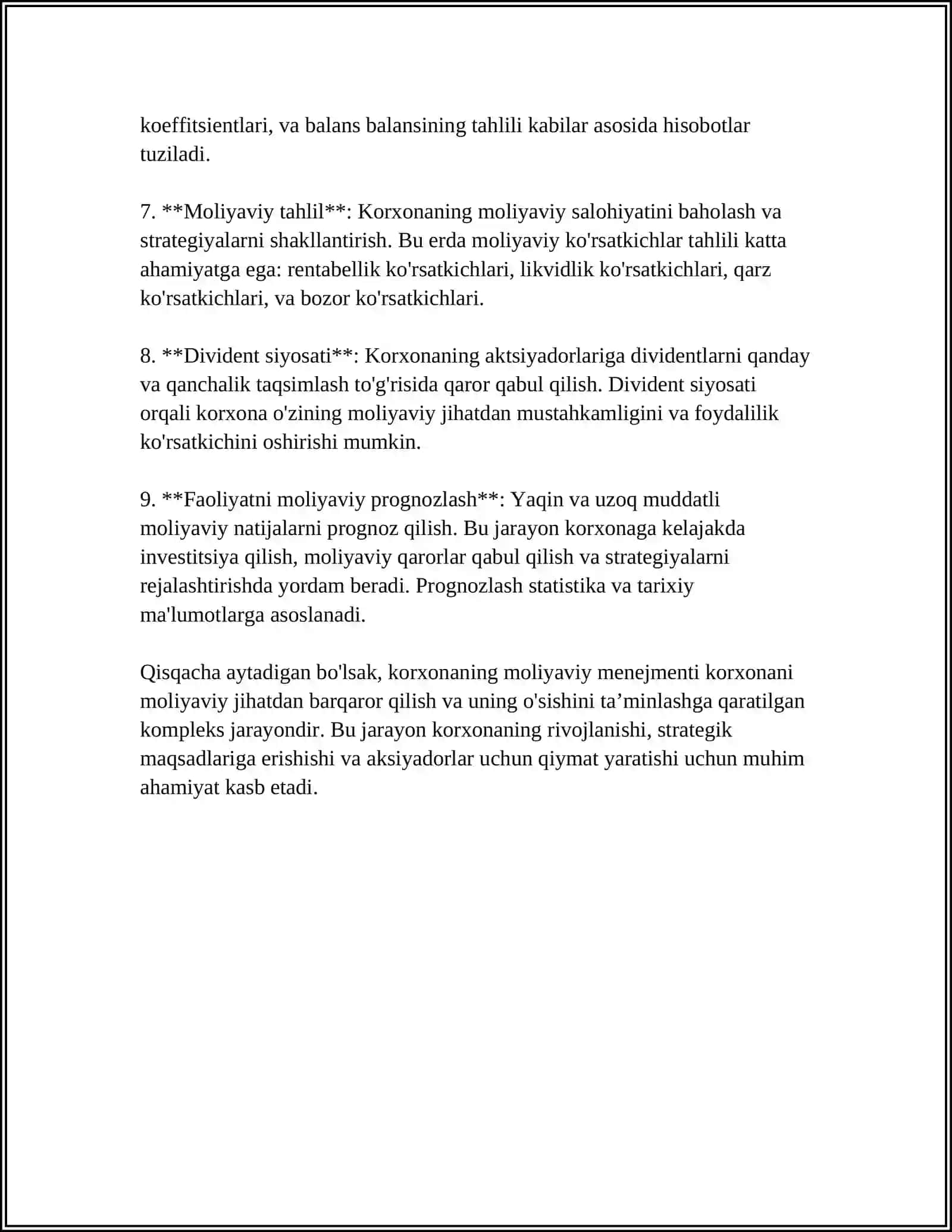 MUSTAQIL ISH Mavzu: KORXONADA FOYDANI SHAKLLANTIRISH VA OQILONA FOYDALANISH 4