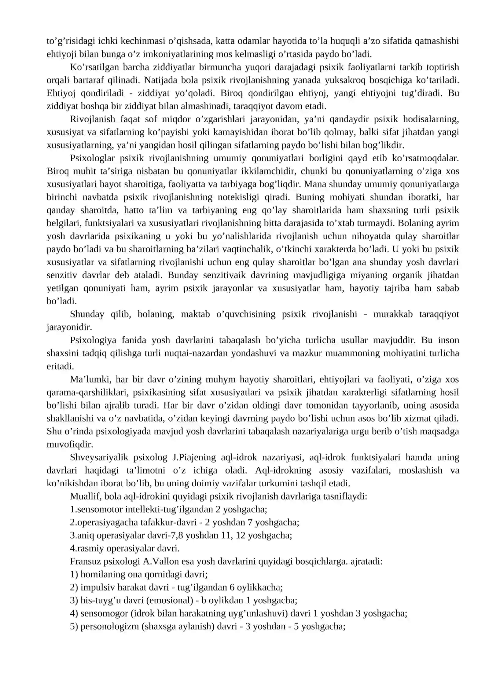 Psixik rivojlanish va ta’limning o’zaro munosabati 4
