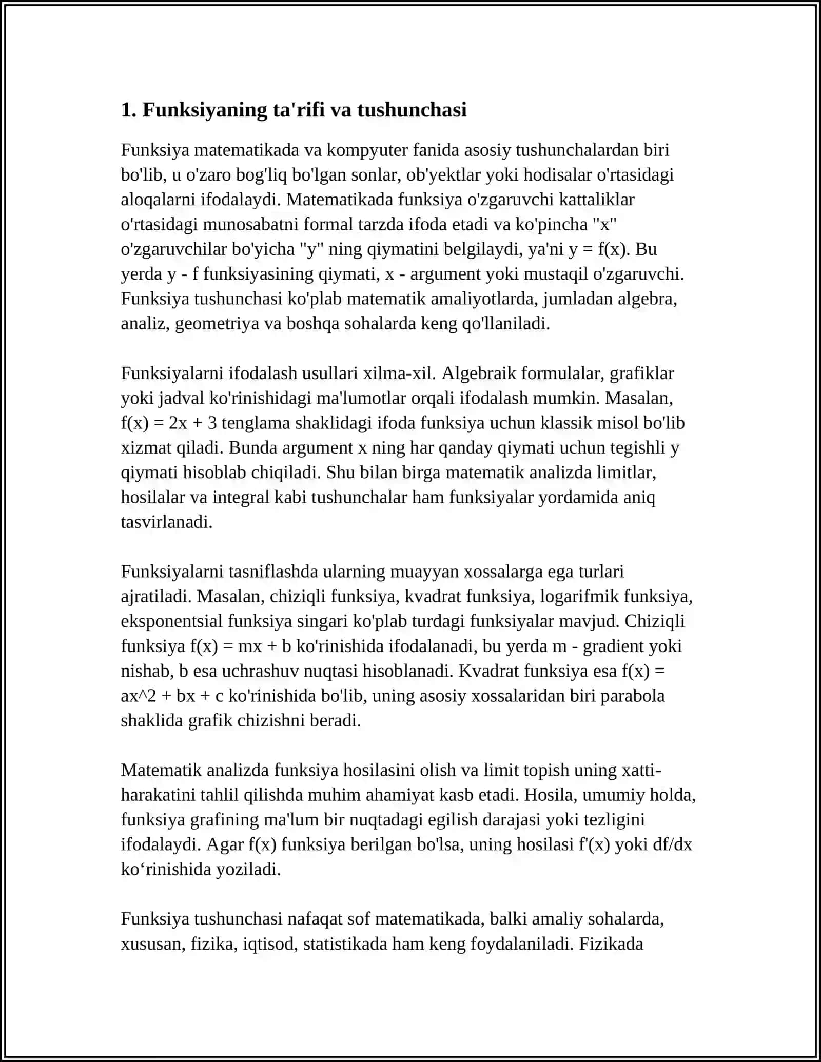 FUNKSIYA TUSHUNCHASI 4