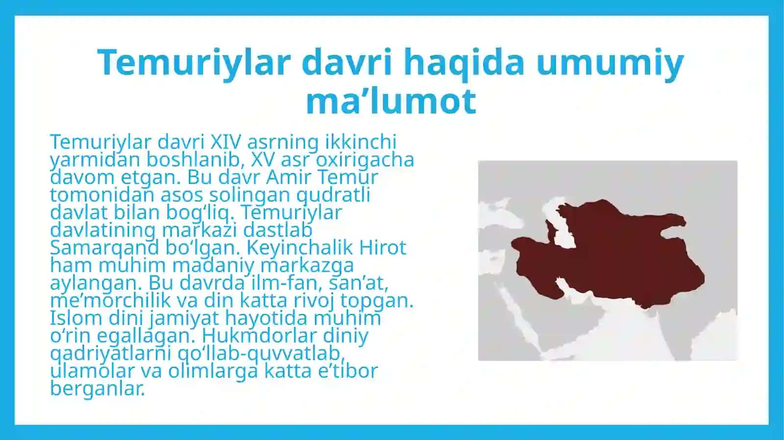 Temuriylar davrida Islom diniga e'tibor 4