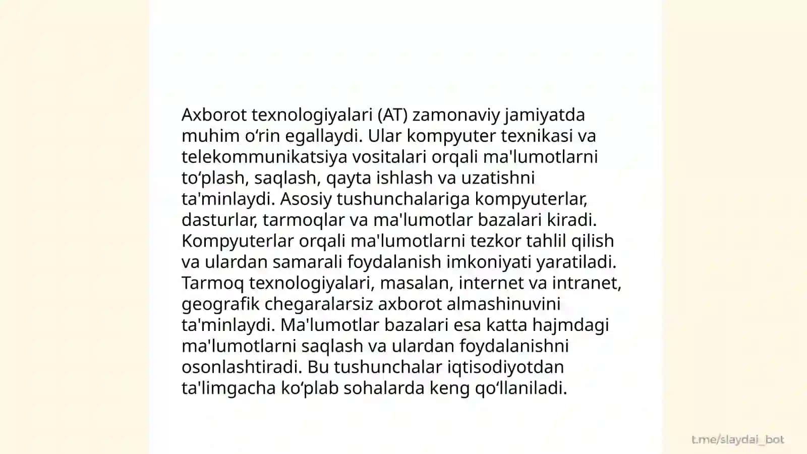 Axborot texnalogiyalarni kasbiy faoliyatda qoʻllash fanining predmenti, maqsadi va vazifalari 4