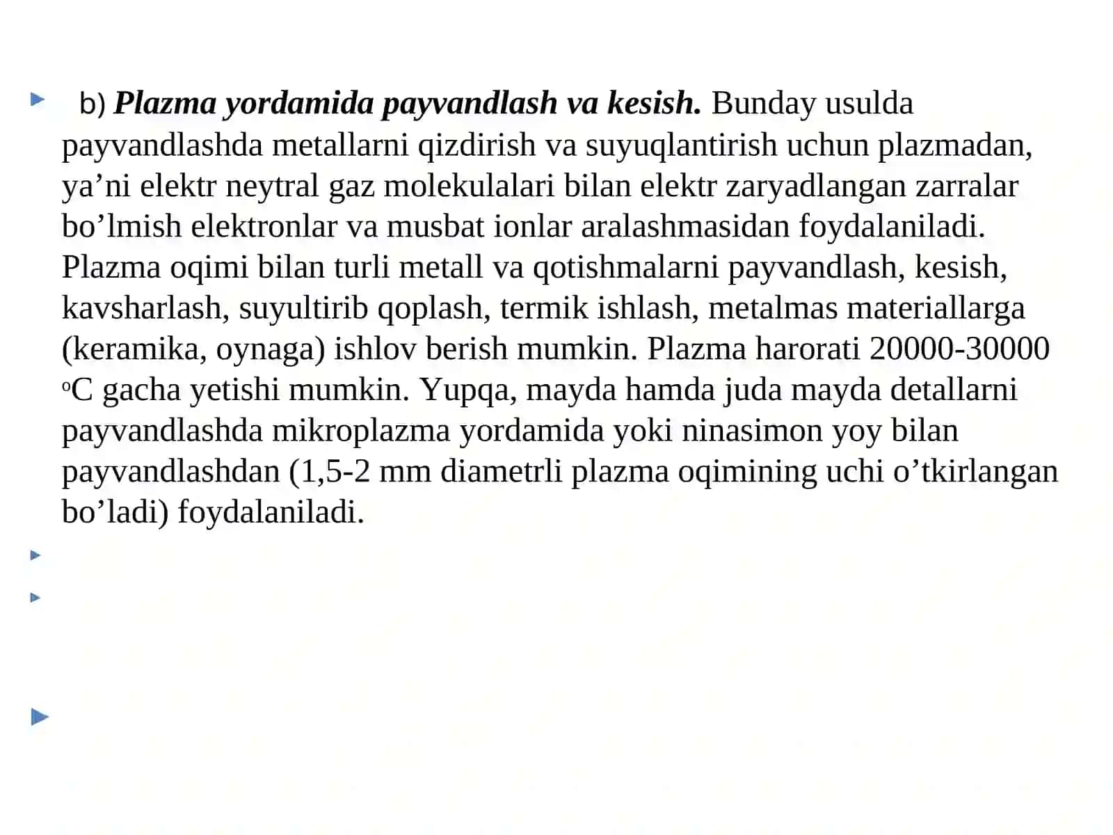 Gaz alangasida va plazma yordamida payvandlash 4