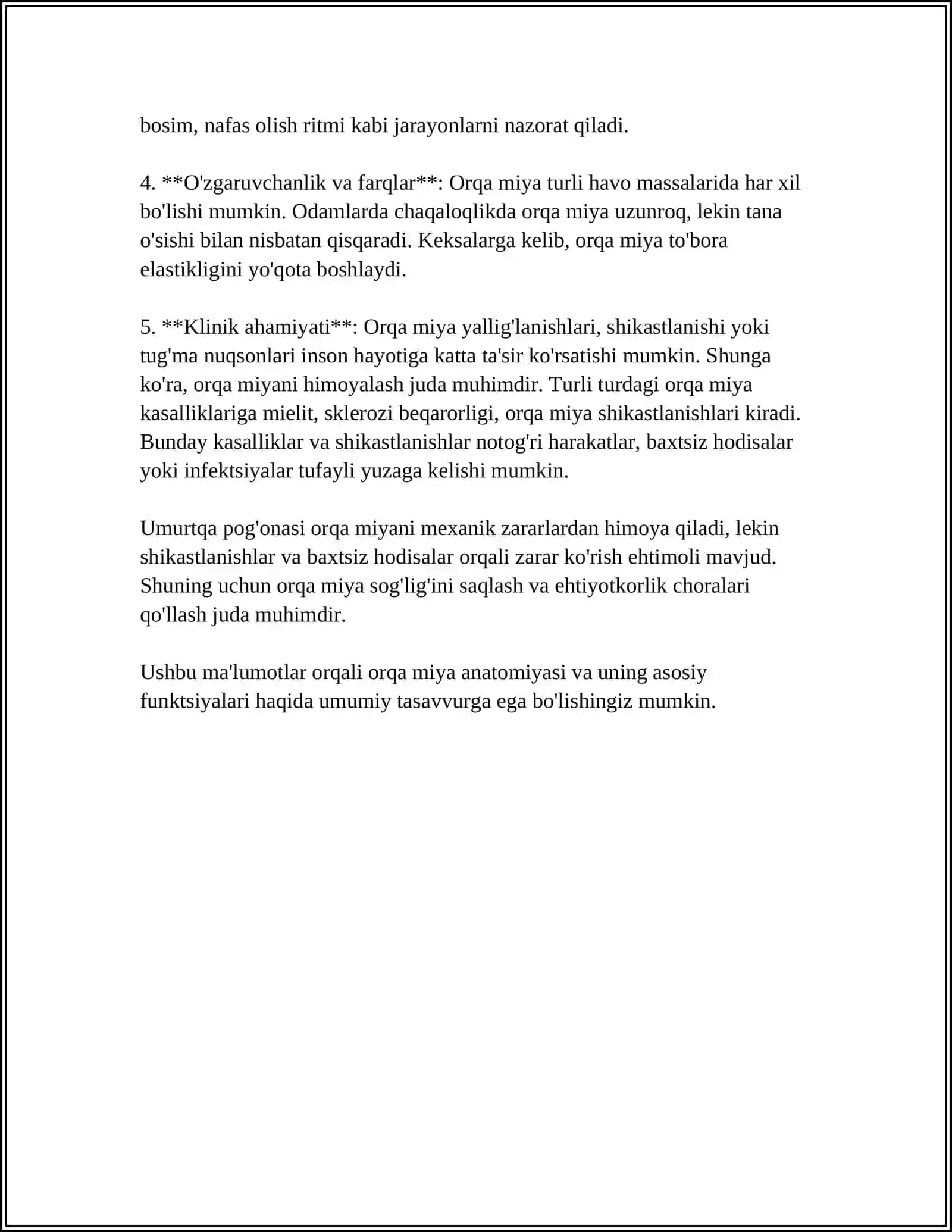 ORQA MIYA ÒZAKLARINING JOYLASHUVI VA ULARNING AHAMIYATI 4