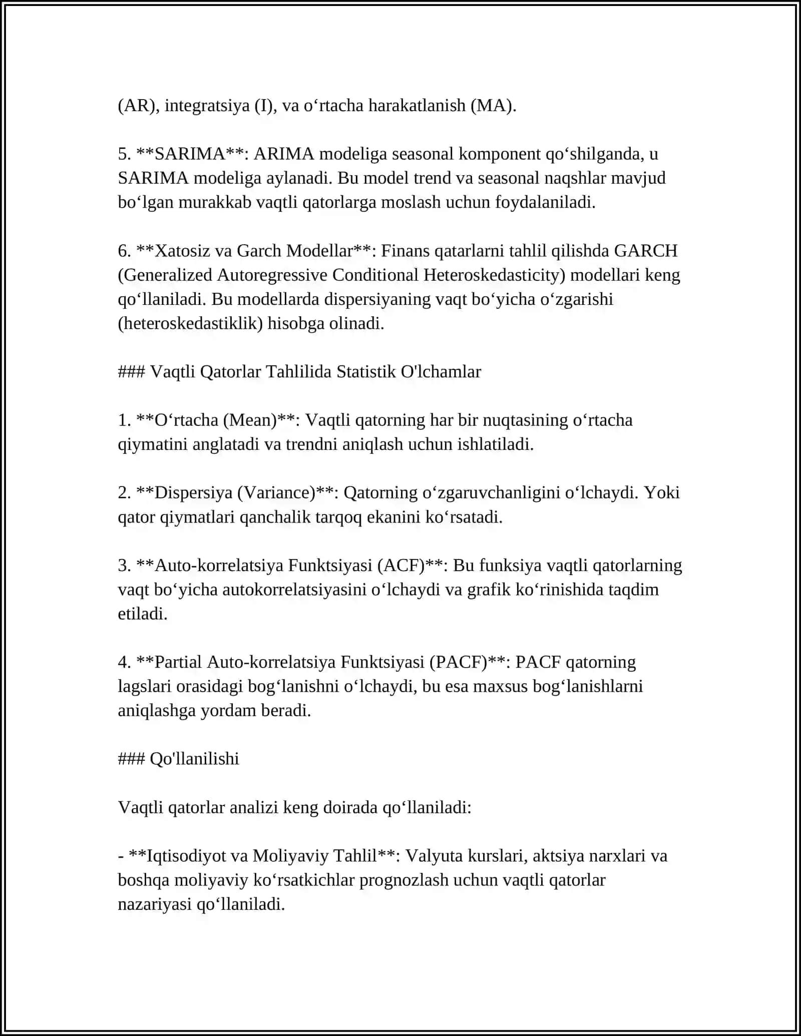 Vaqtli qatorlar nazariyasi 4