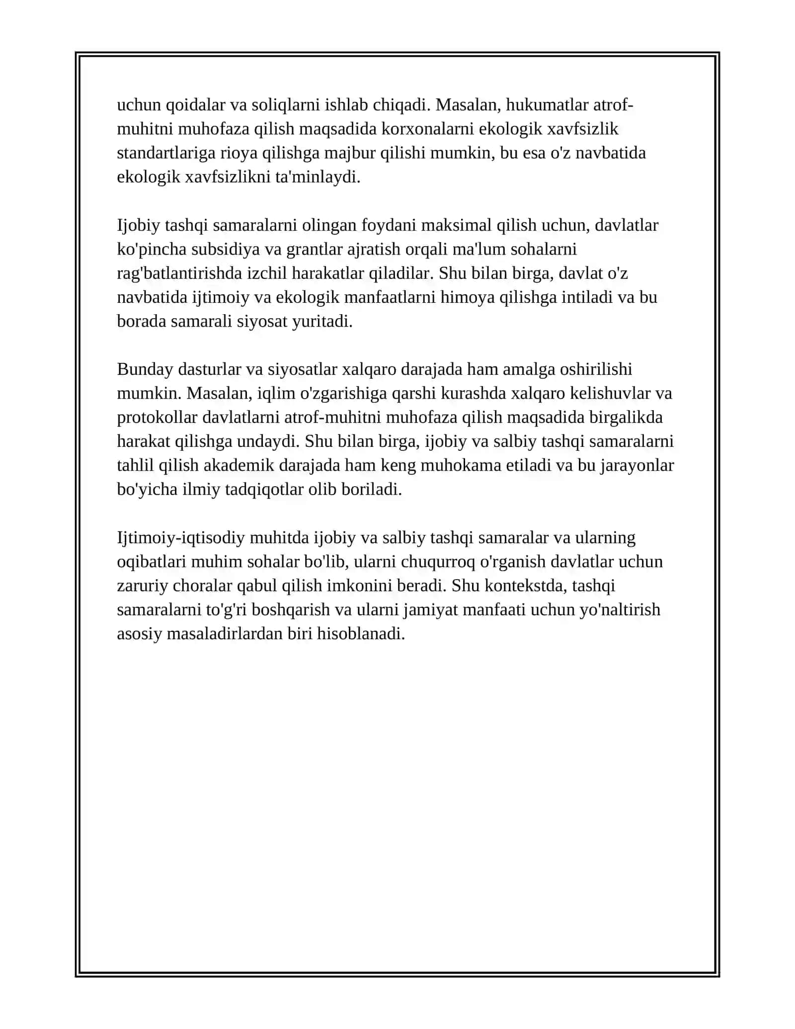 Ijobiy va salbiy tashqi samaralar 4