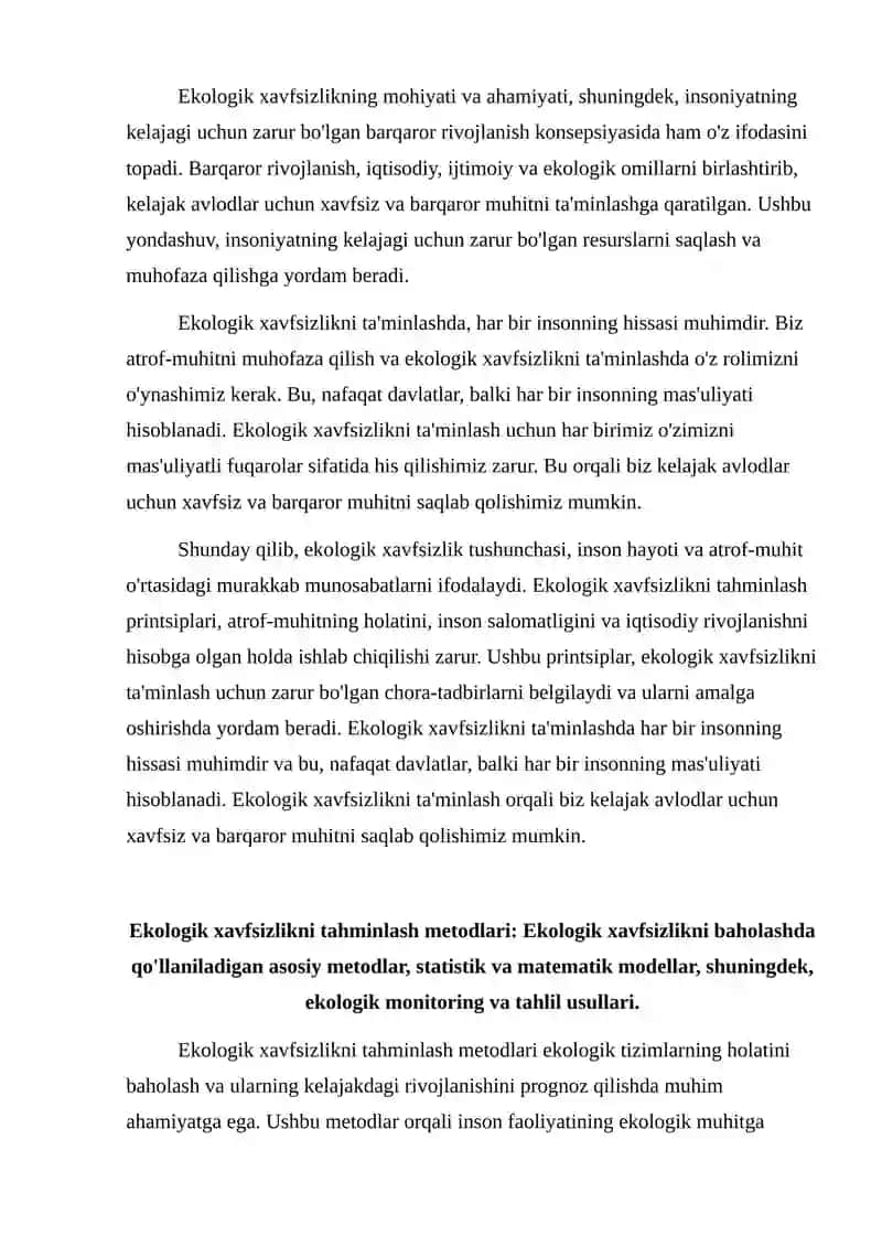 Ekologik xavfsizlikni tahminlash printsiplari 4