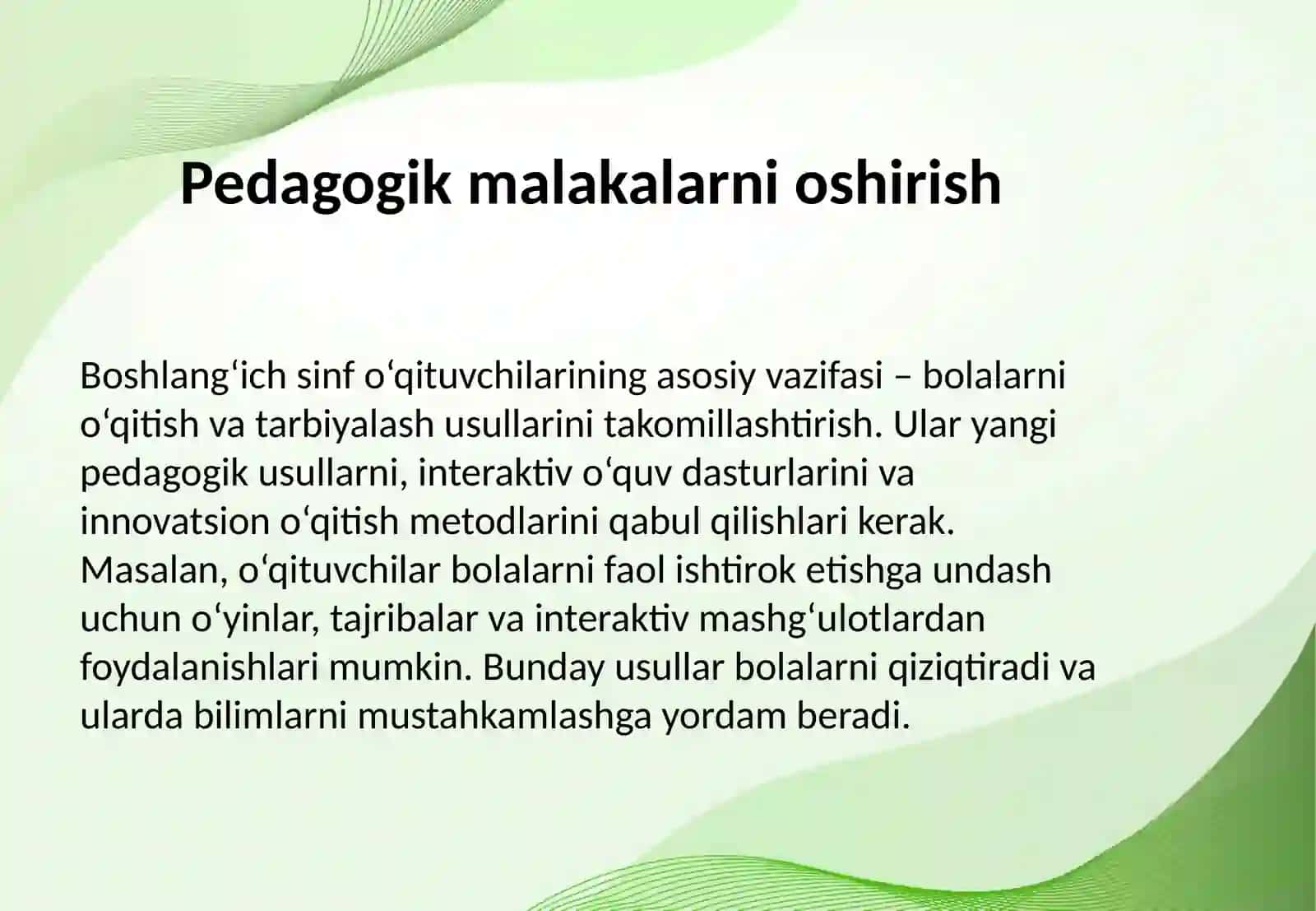 Boshlang‘ich sinf o‘qituvchilarining professional kompetensiyalarini rivojlantirish 4