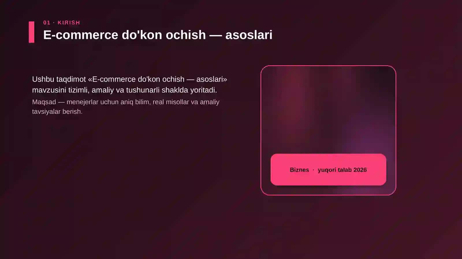 E-commerce do'kon ochish — asoslari 4