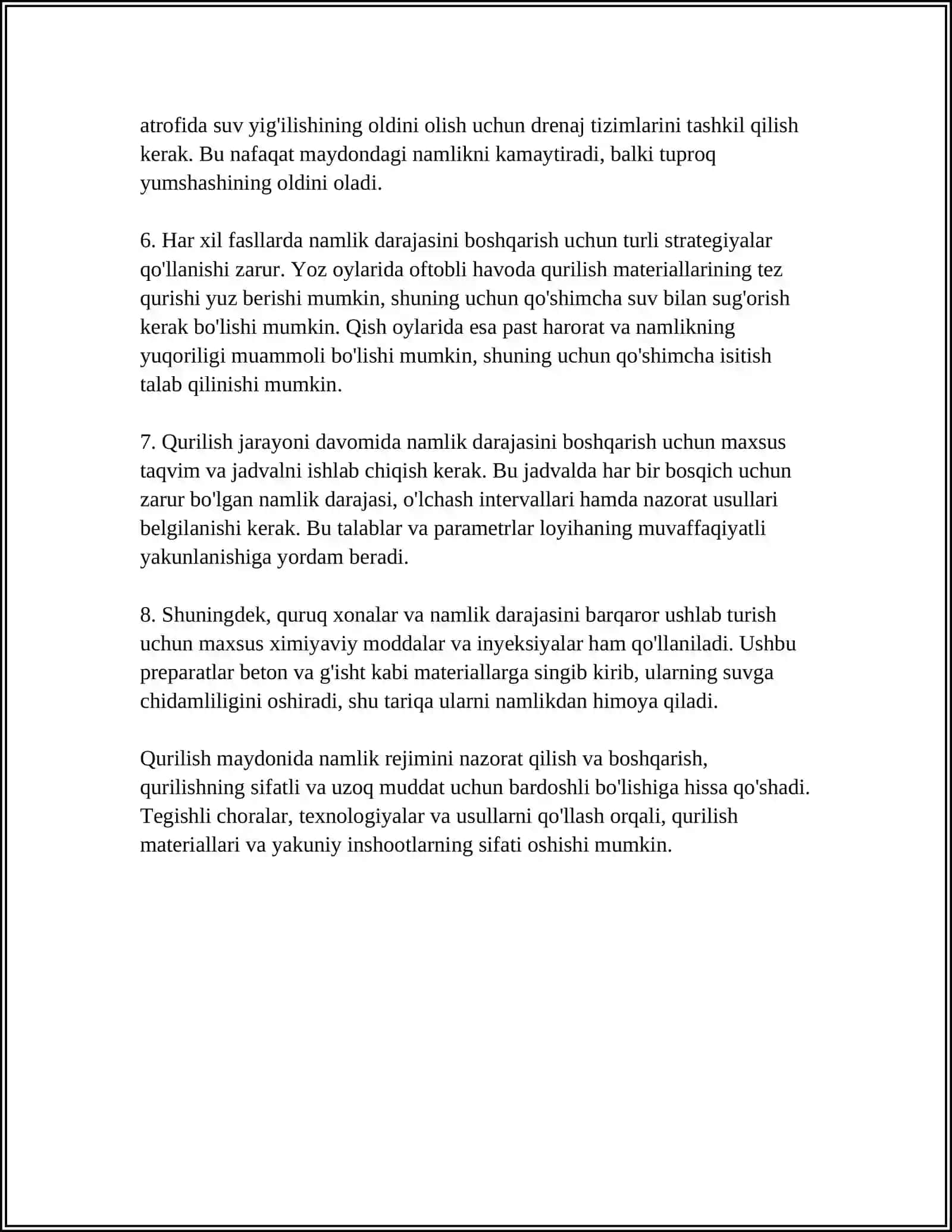 QURILISH MAYDONINING NAMLIK REJIMI 4