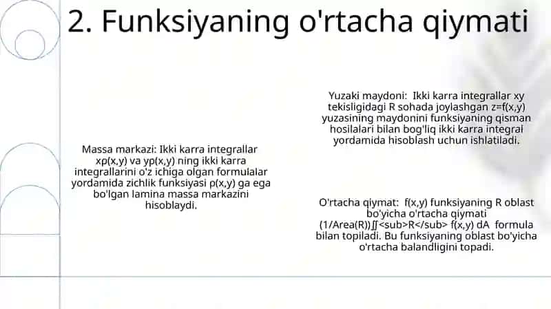Ikki òlchovli integralni tadbiqlari 4
