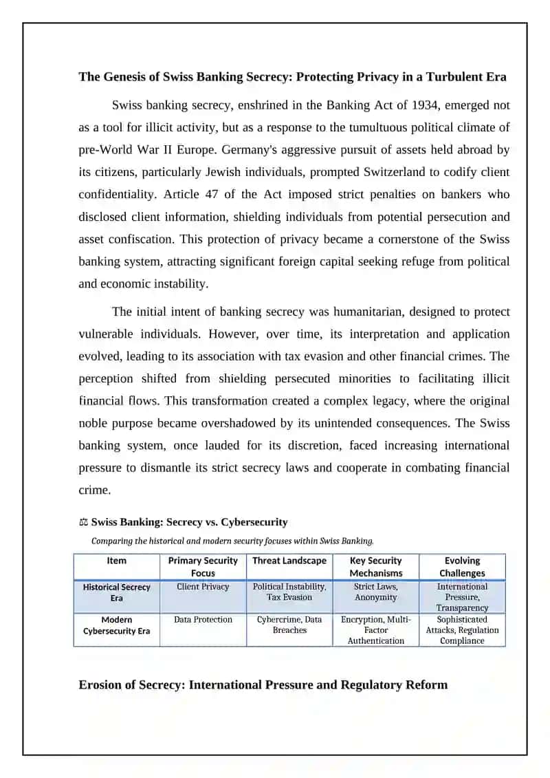 Evolution of Swiss Banking Security: From Secrecy to Cybersecurity 4