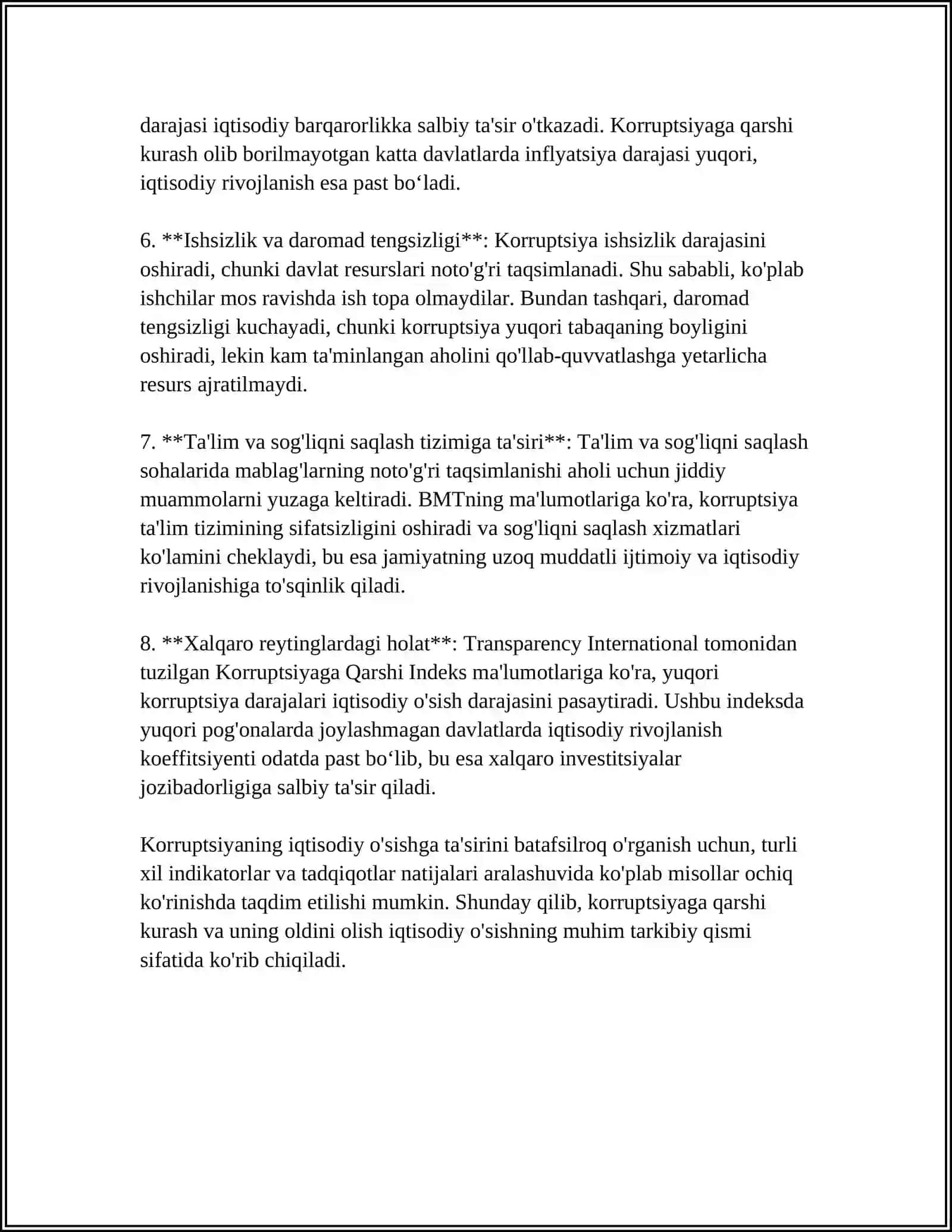 KORRUPSIYANING IJTIMOIY-IQTISODIY RIVOJLANISHIGA TAʼSIRI 4