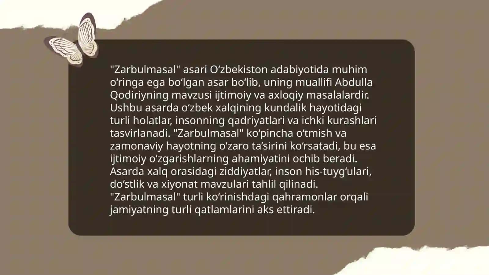 Gulxaniyning “Zarbulmasal”idagi naqllar va maqollar 4