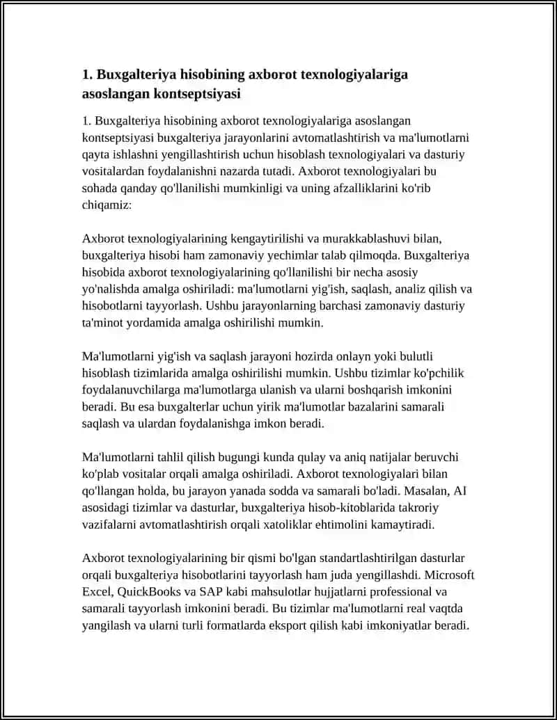 BUXGALTERIYA HISOBINING INFORMATSION TEXNOLOGIYALARGA ASOSLANGAN HAMDA SODDALASHTIRILGAN SHAKLLARI 4