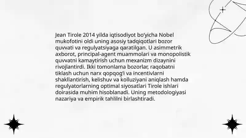 2014 Nobel mukofoti: Jean Tirole ga berilish sabablari 4
