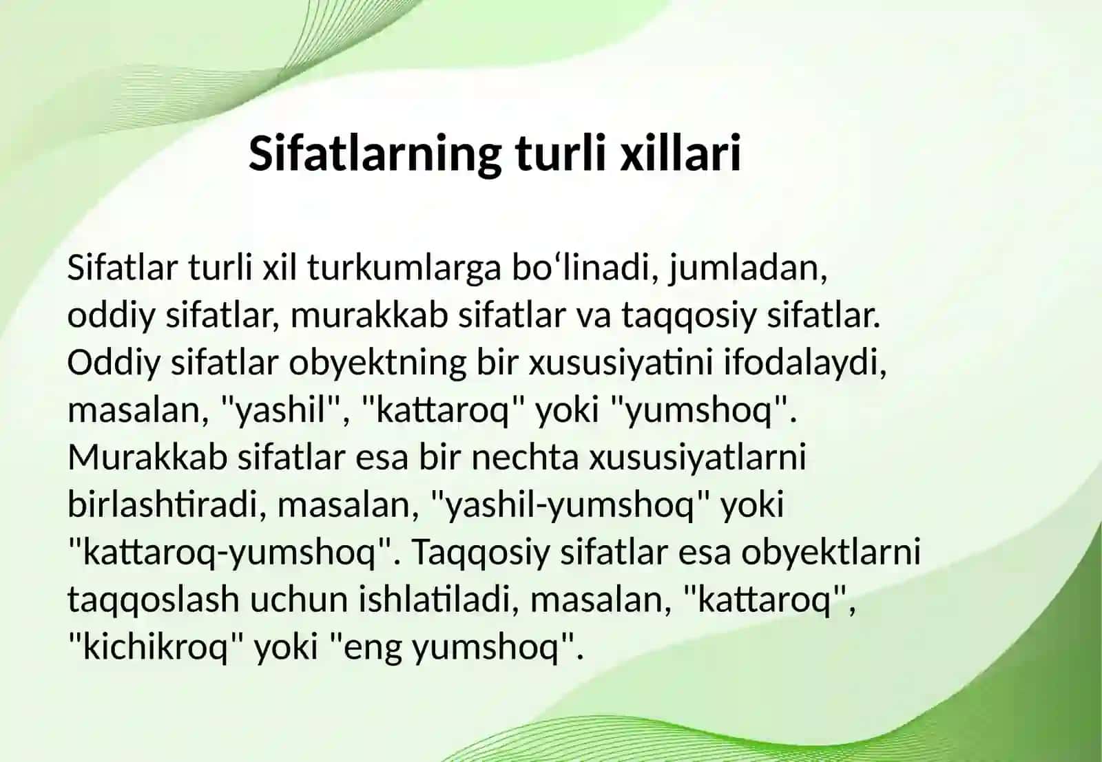 Sifatlar 4