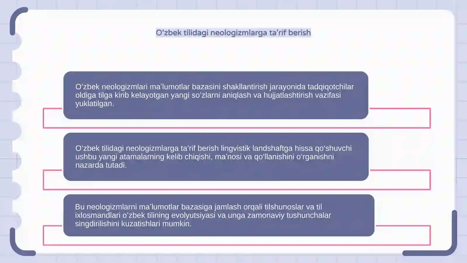 Ózbekcha neologizmlar  bazasini shakllantirish 4