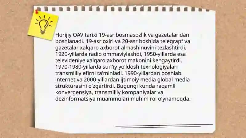 Horijiy OAV ning media makondagi o'rni 4