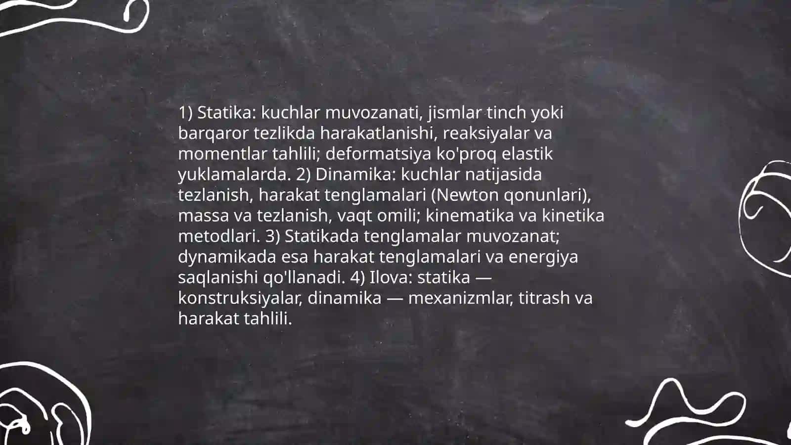 Statikaning predmeti tushunchalariva aso 4