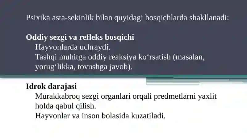 Psixika va Ongning Taraqqiyoti 4
