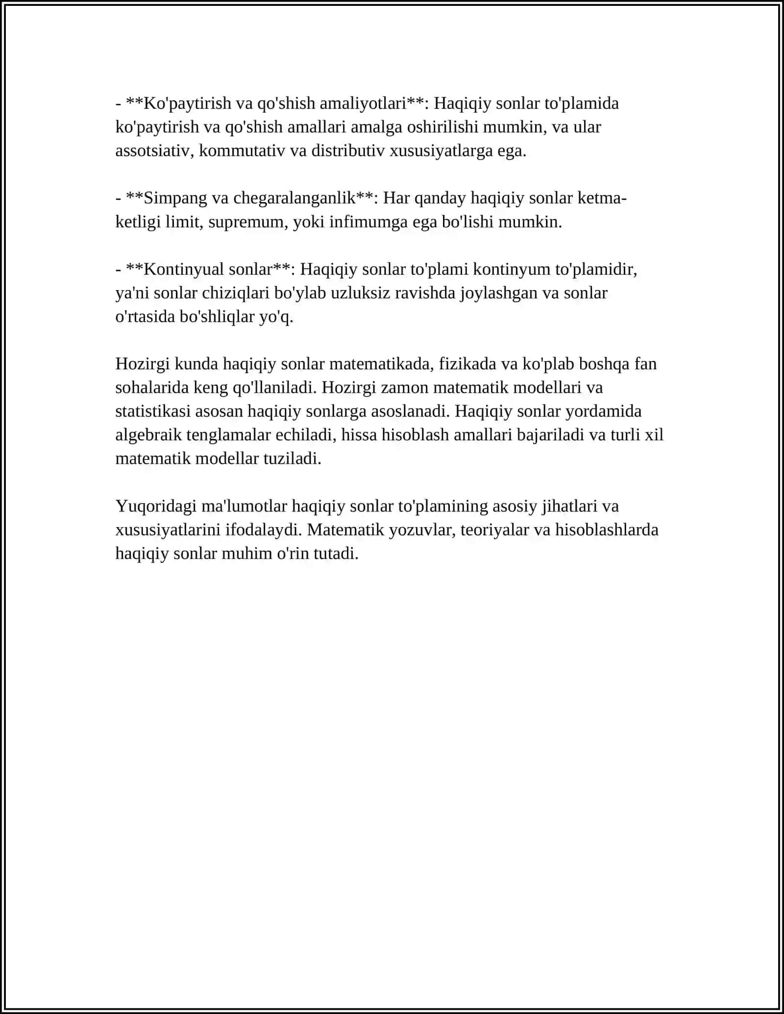 HAQIQIY SONLAR TOPLAMINING CHEGARALARI 4