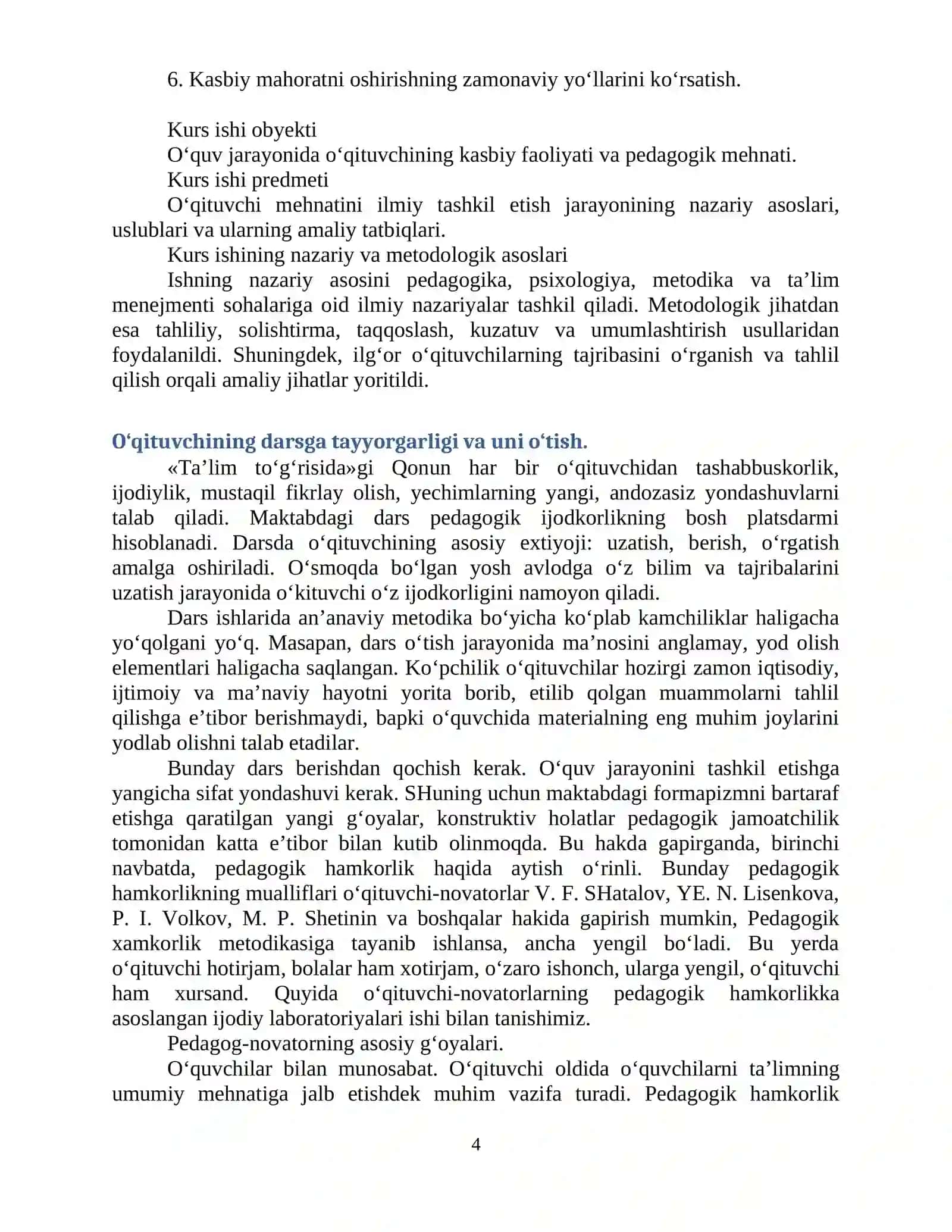 PEDAGOG MEHNATINI ILMIY TASHKIL ETISH 4