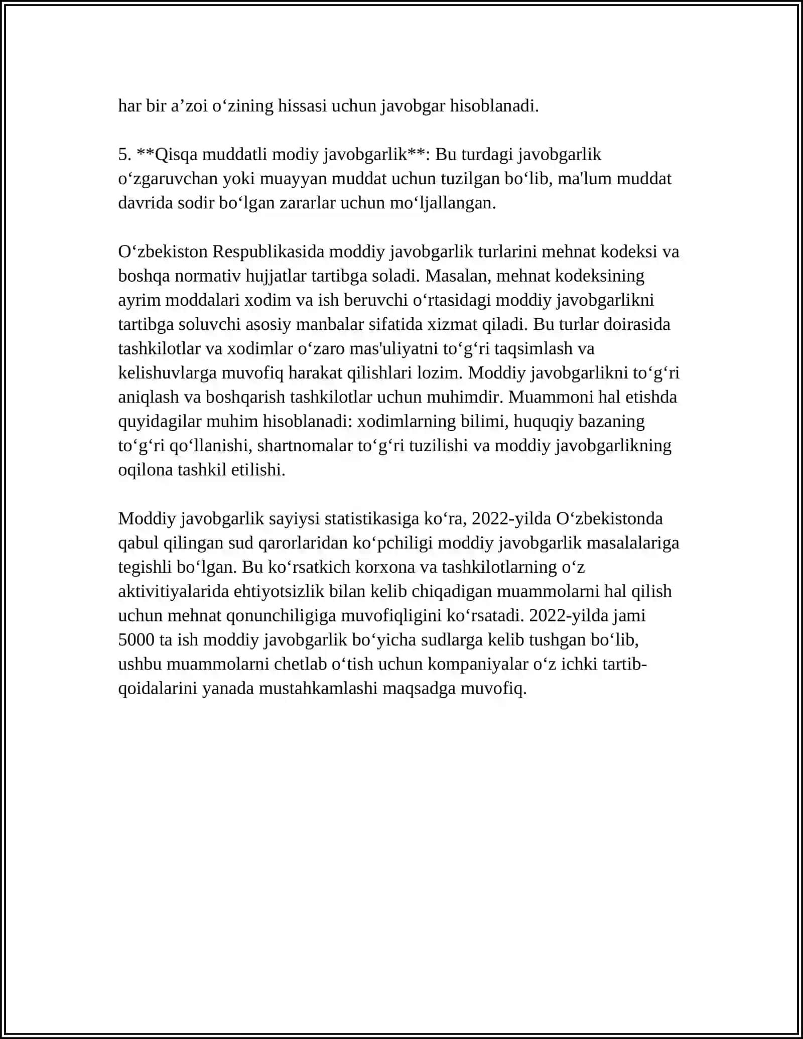 MODDIY JAVOBGARLIKGA TORTISH SHARTLARI 4