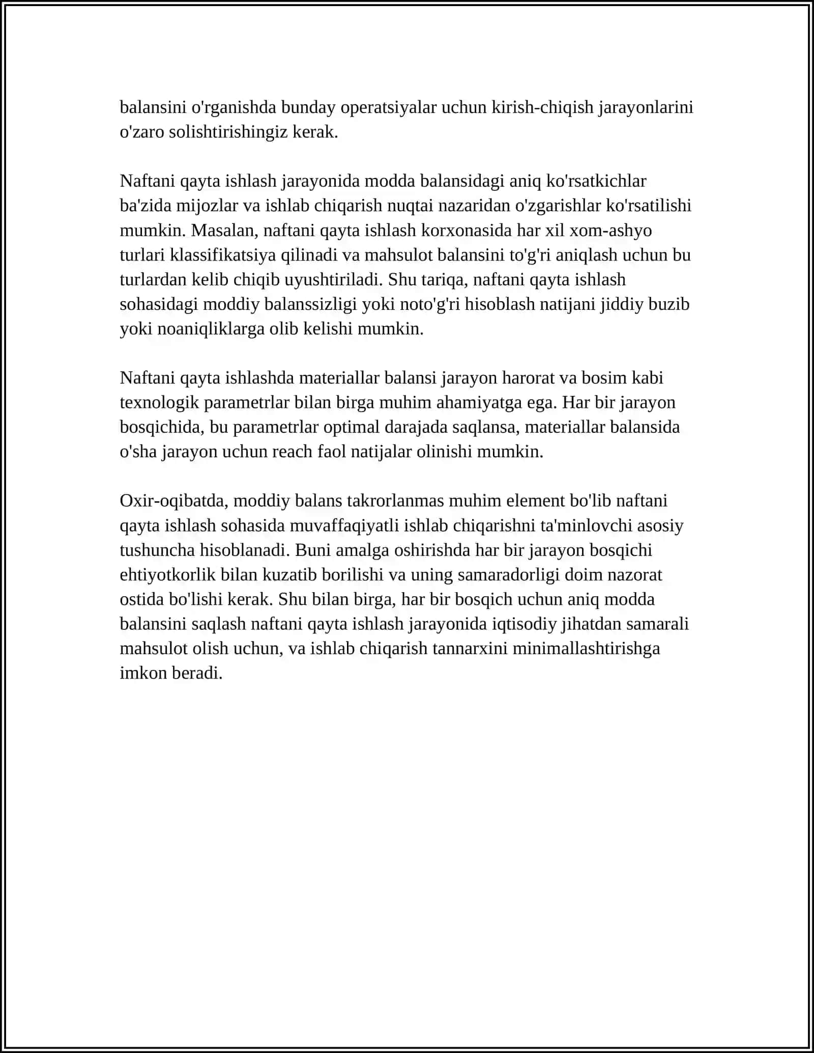 NAFTNI QAYTA ISHLASHDA MATERIALLAR BALANSI 4
