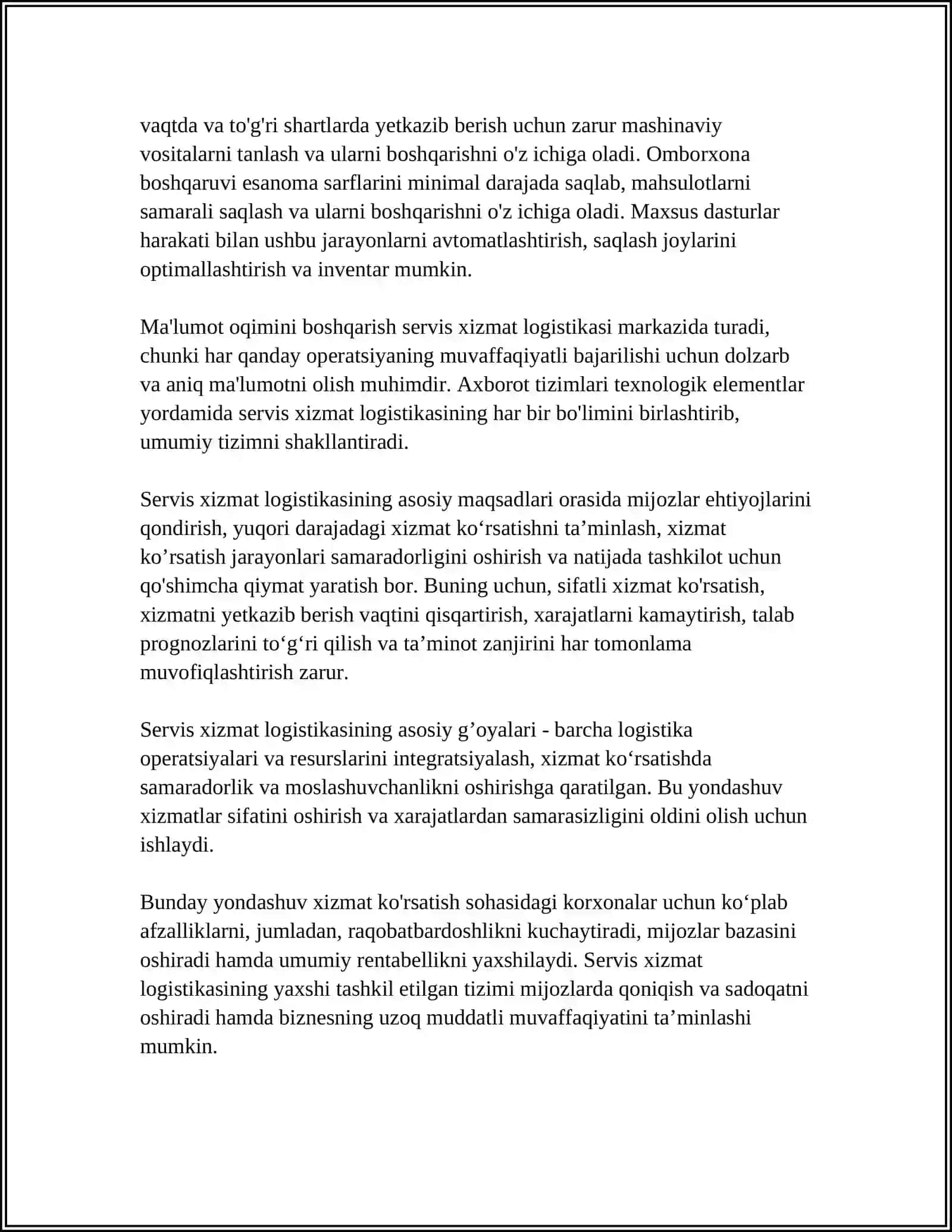 SERVIS XIZMAT LOGISTIKASI 4