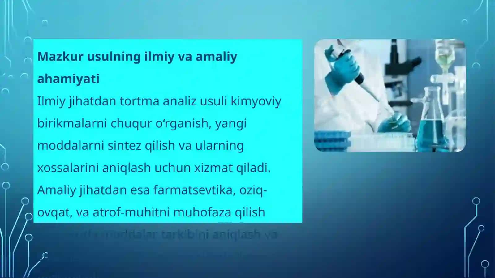 Tortma analiz xaydash usuli boʻyicha analiz qilish yoʻli 4