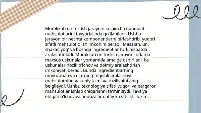 Oddiy va murakkab un tortishning nazariy asoslari 4