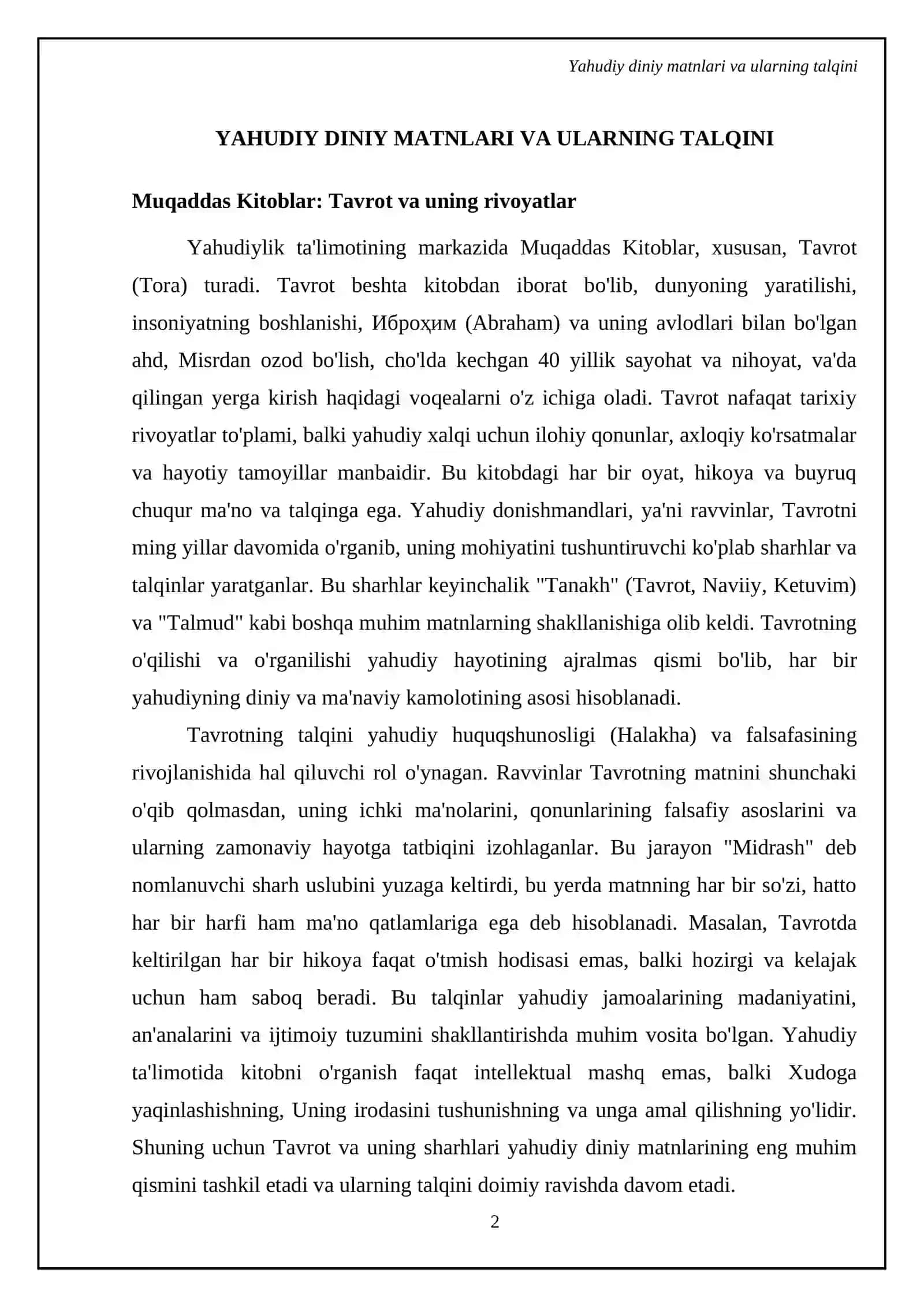 Yahudiylik ta’limoti an’ana va marosimlari 4