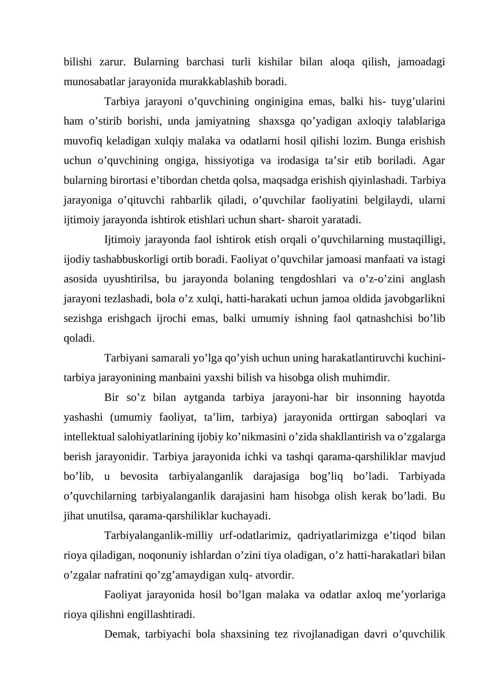 Tarbiya jarayoni, mazmuni, qonuniyatlari va tamoyillari 4