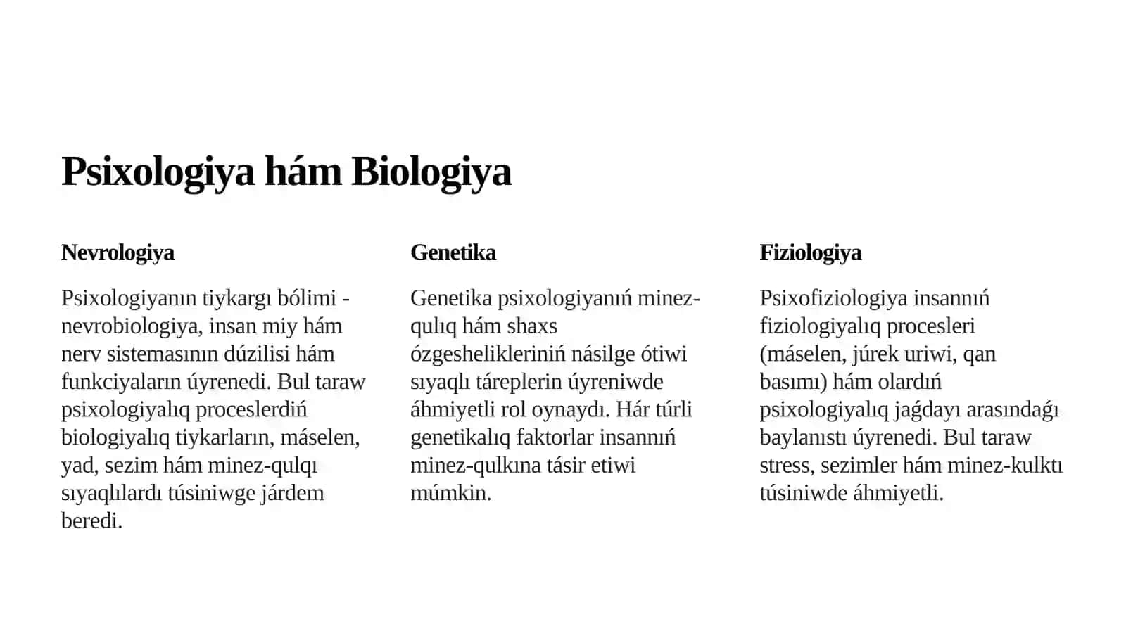 Psixologiyanıń Basqa Pánlermen Baylanısı 4