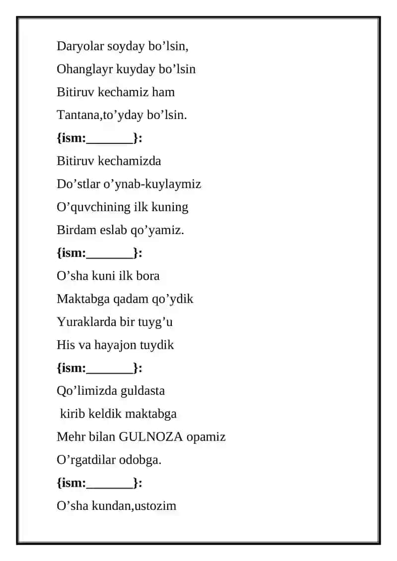 4-sinflar uchun bitiruv ssenariysi 4