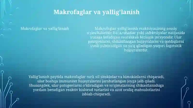 Yallig Lanish Reaktsiyasi Vagtida Hujayralarning O'Zaro Ta'Siri 4
