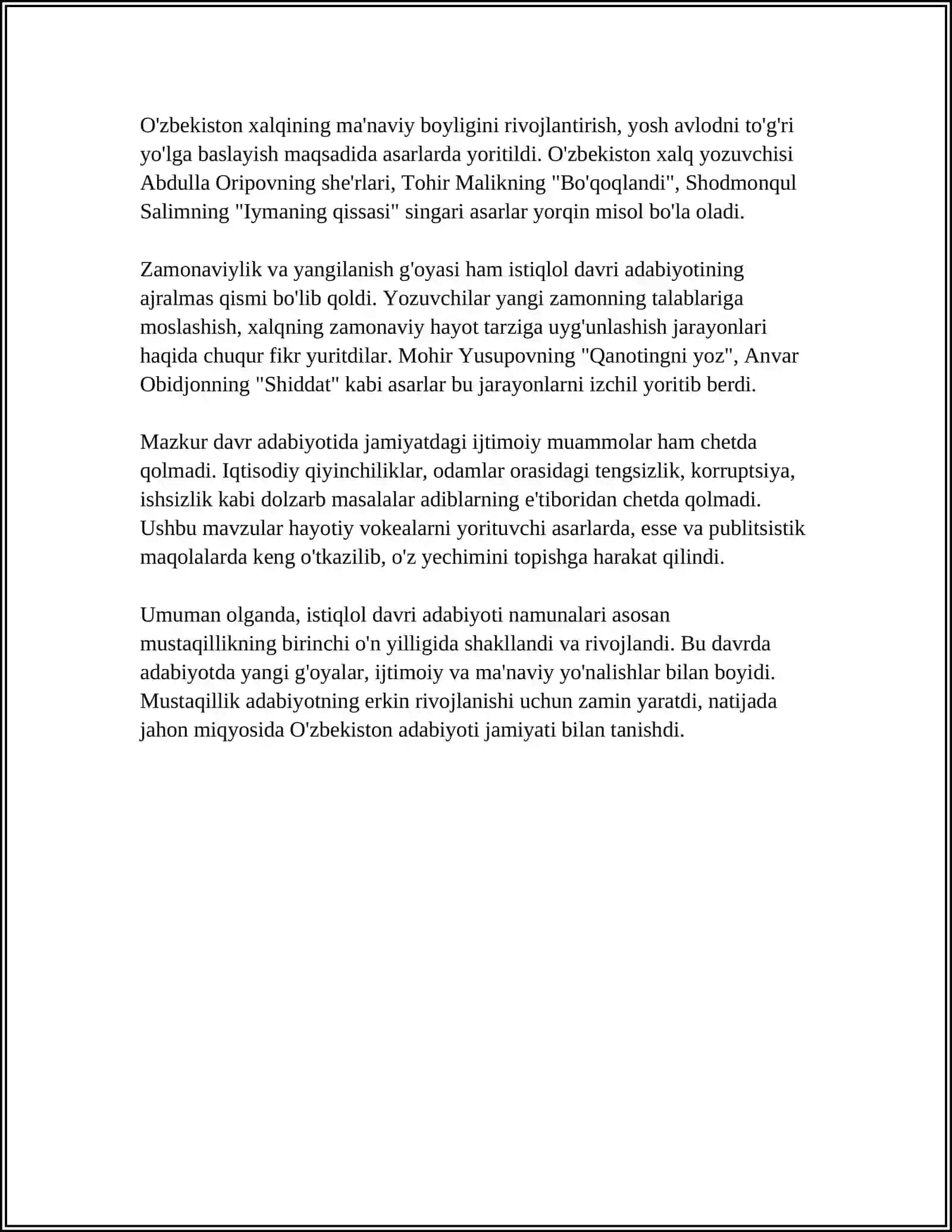 ISTIQLOL DAVRI ADABIYOTI NAMUNALARINI OQISH VA TAHLIL QILISH 4