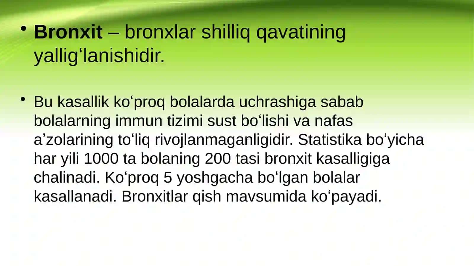 Bronhit kasalligining qo‘zg‘atuvchilari, patogenez va laboratoriya tashhisi 4