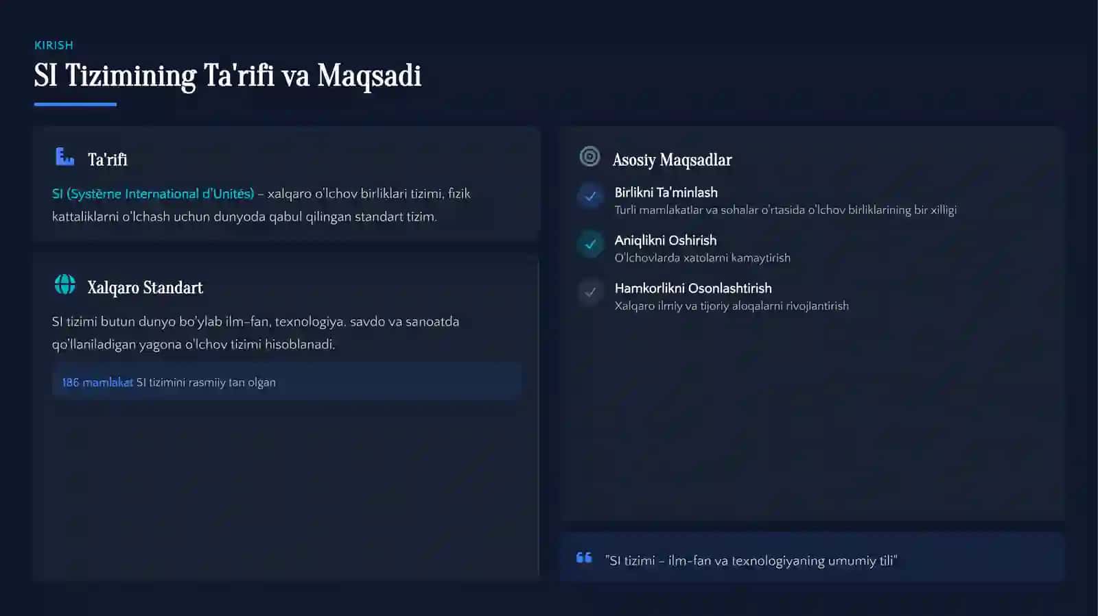 XALQARO SI O'LCHOV BIRLIKLARI TIZIMI 4