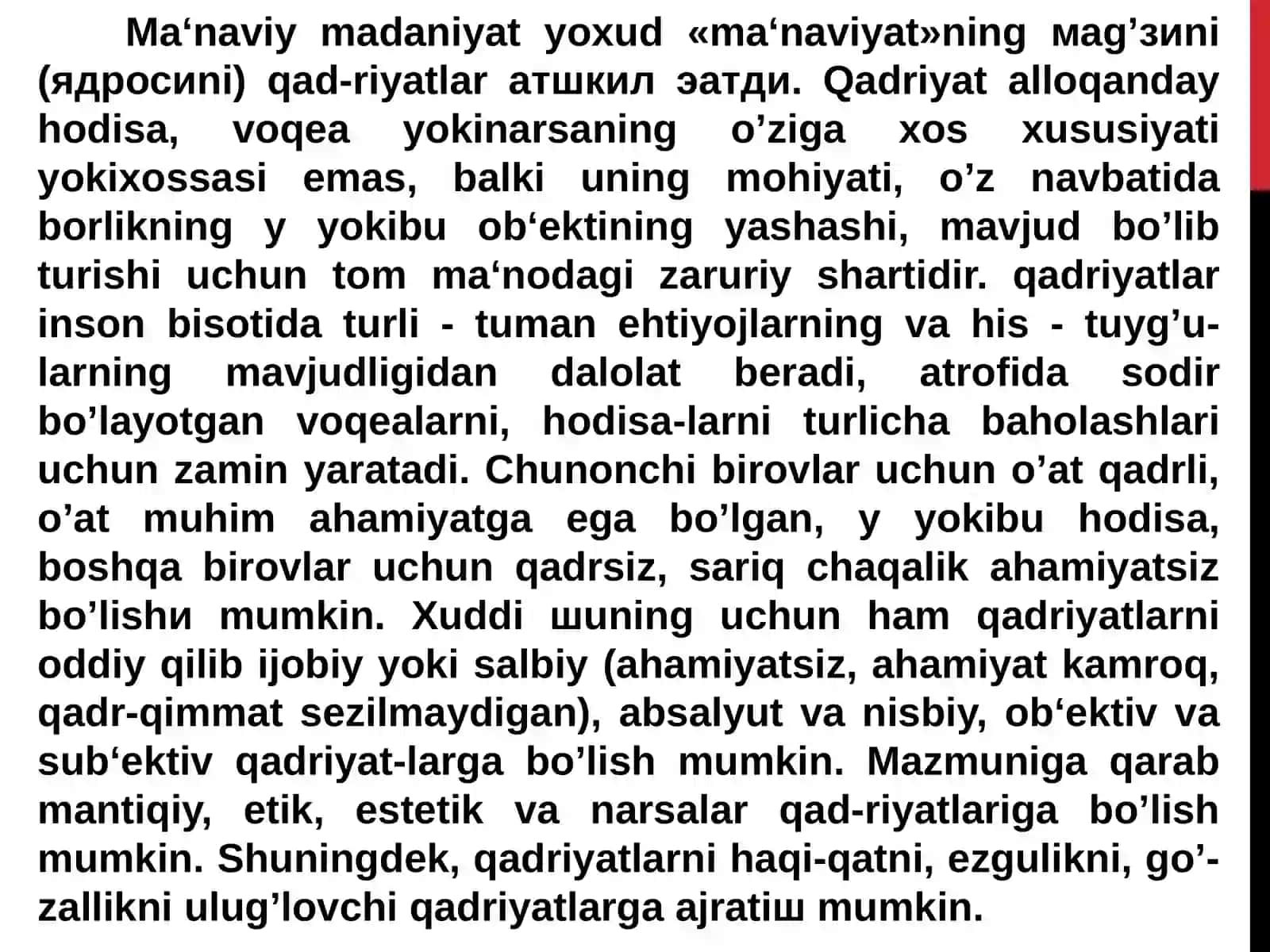 Qadriyatlar-qadrimizmavzusidaesseyozish 4
