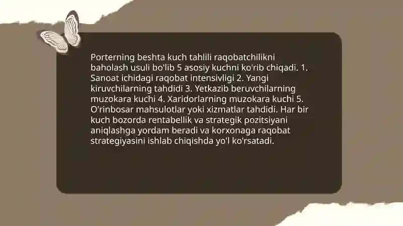Raqobatchilikni baholash usullari 4